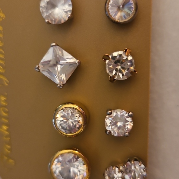 Twelve Assorted Crystal Post Earrings - Picture 3 of 4